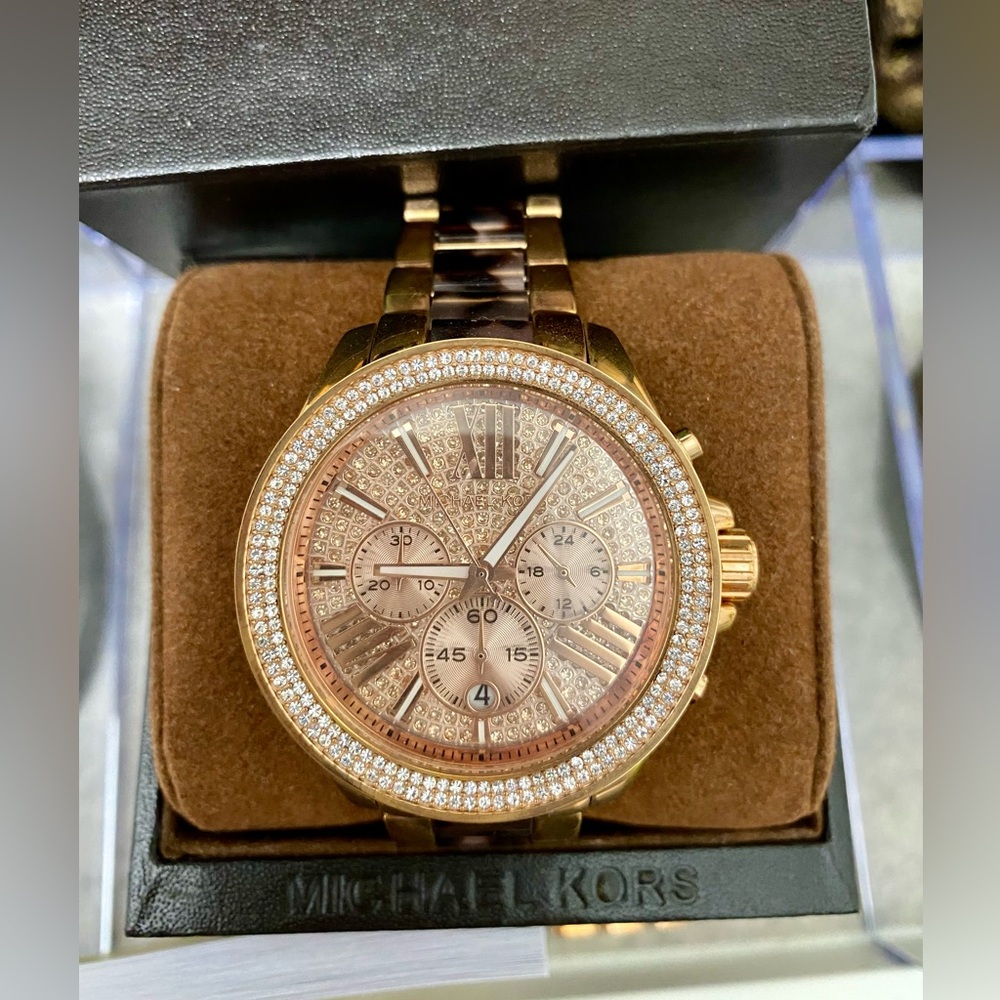 MICHAEL Michael Kors Sparkling Rose Gold and Tortoise Watch - Picture 5 of 7